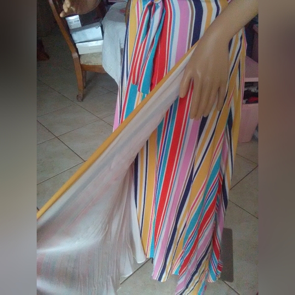 LIKE NEW LOANA MEHGAN WRAP DRESS STRIPED MULTI COLOR SZ. XL LINED GORGEOUS - Picture 10 of 11
